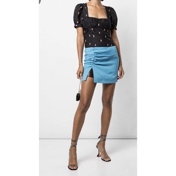 Fleur Du Mal Ice Cream Embroidery Top Blouse Bustier Tie Back Women’s Size Large - Picture 1 of 12